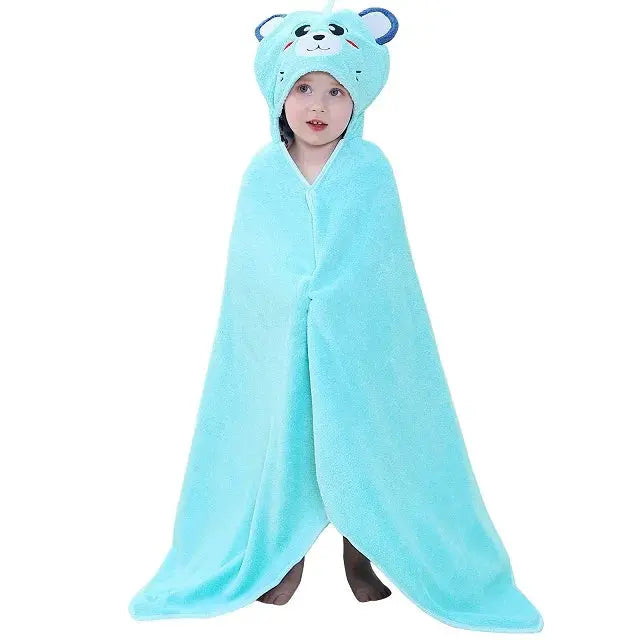 Cape de bain enfant animaux ours bleu