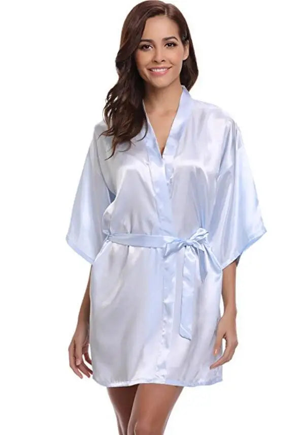 Peignoir Femme en Satin Court bleu clair