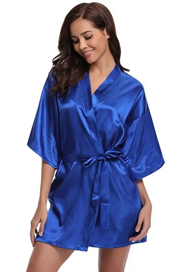 Peignoir Femme en Satin Court bleu royal