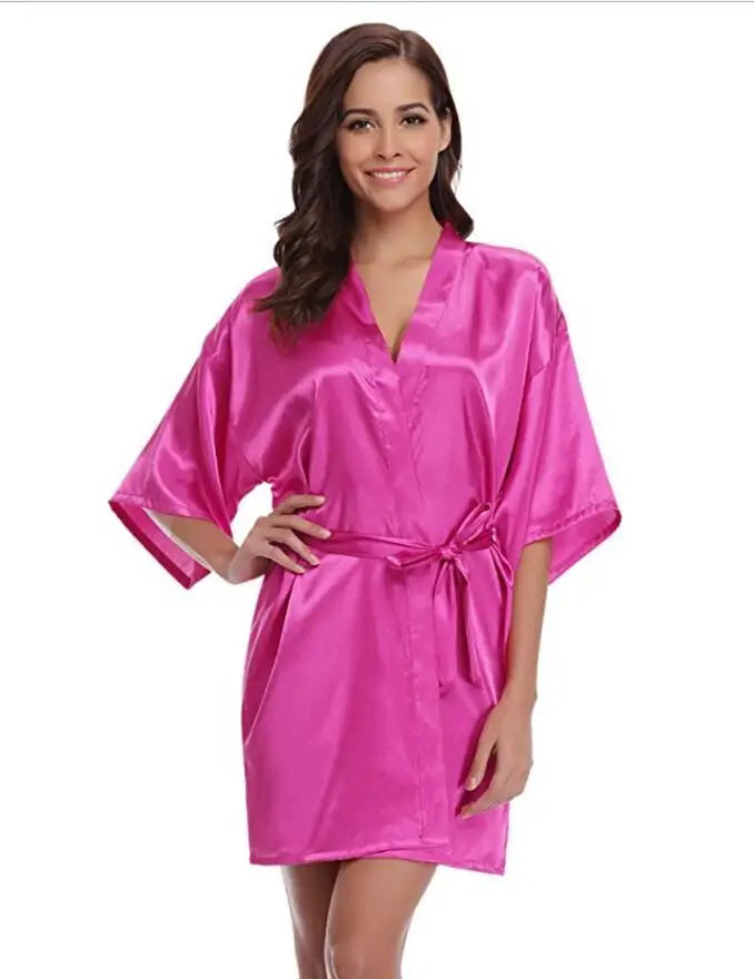 Peignoir Femme en Satin Court fuchsia