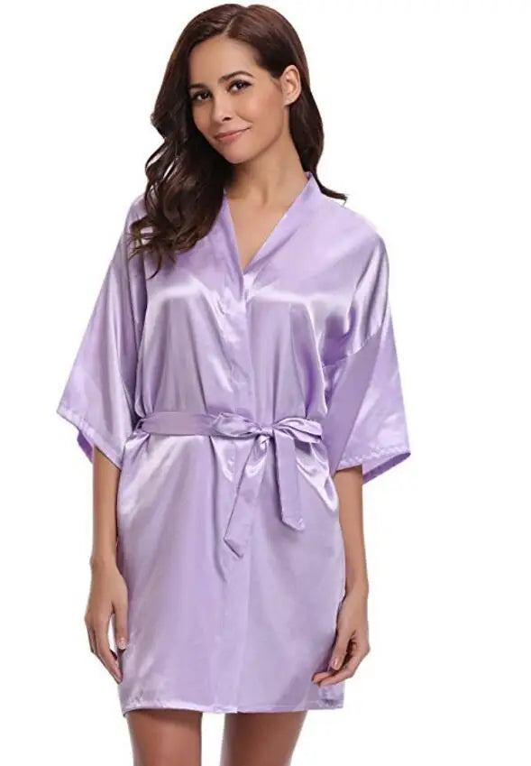 Peignoir Femme en Satin Court mauve