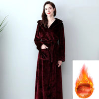Thumbnail for Peignoir de Bain Femme avec Capuche Long bordeaux