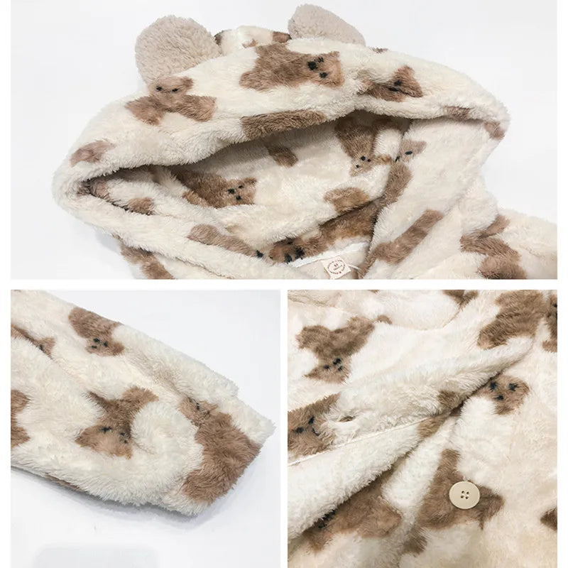 Peignoir de bain Femme avec capuche Epais détail tissu