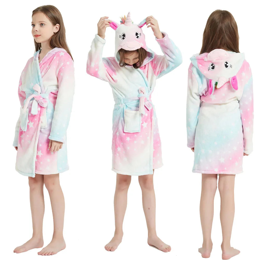 Peignoir de bain Fille Licorne rose bleu
