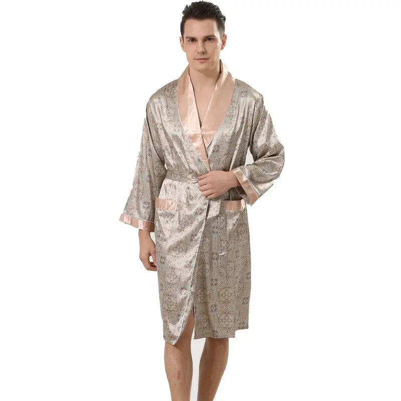 Peignoir de bain Homme Satin doré 3
