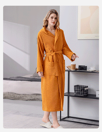 Thumbnail for Peignoir de bain femme avec capuche coton orange