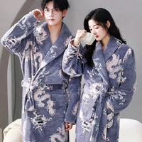 Thumbnail for Peignoir de bain homme Polaire dragon bleu