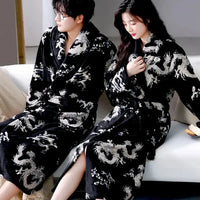 Thumbnail for Peignoir de bain homme Polaire dragon noir