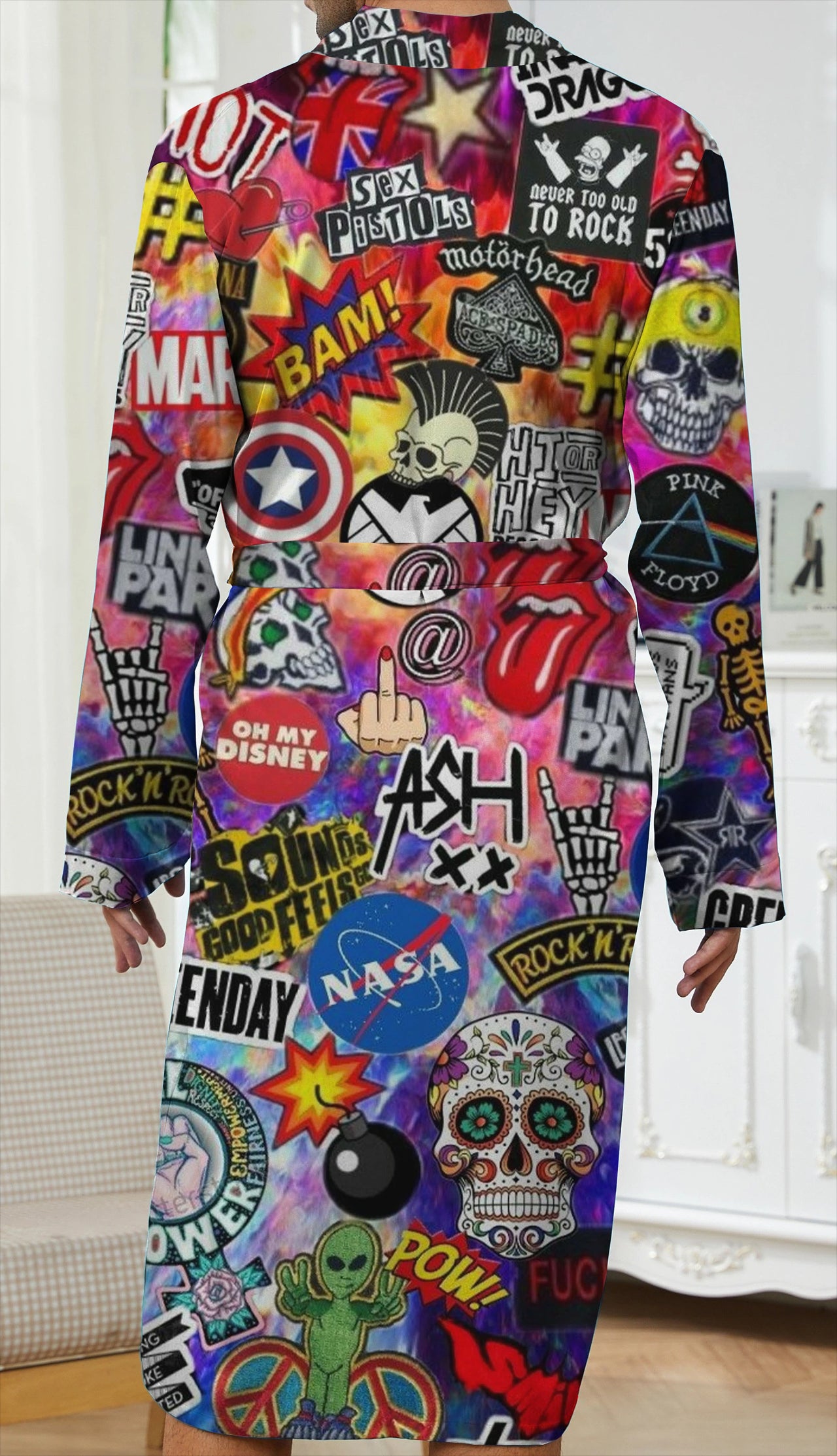 Peignoir de bain homme coloré dos