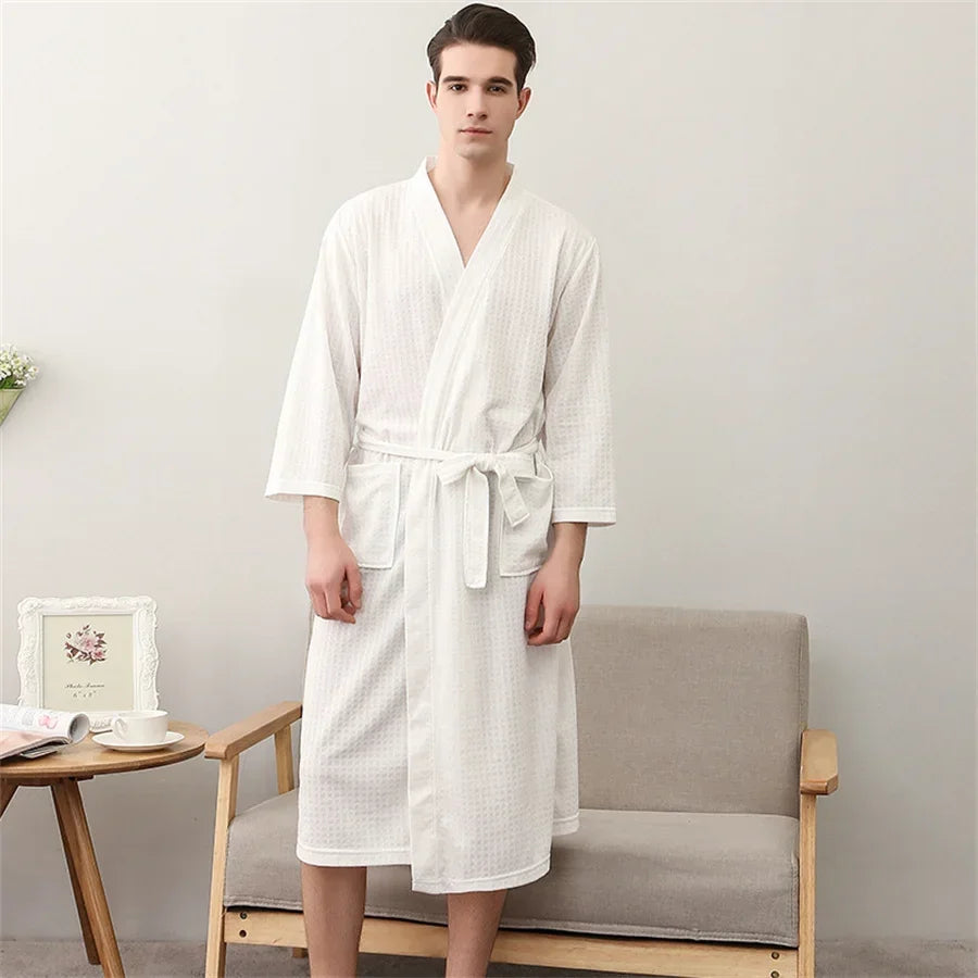 Peignoir de bain homme léger blanc