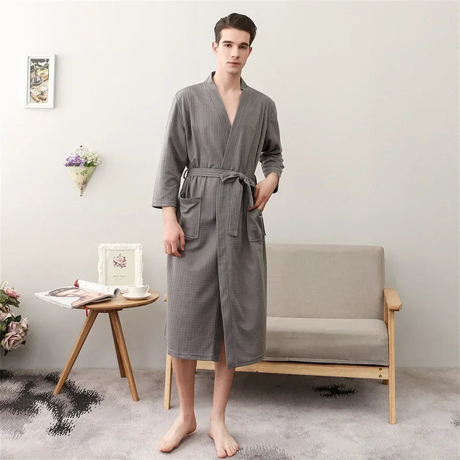 Peignoir de bain homme léger gris