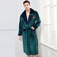 Thumbnail for Peignoir de bain homme très grandes tailles vert col bleu