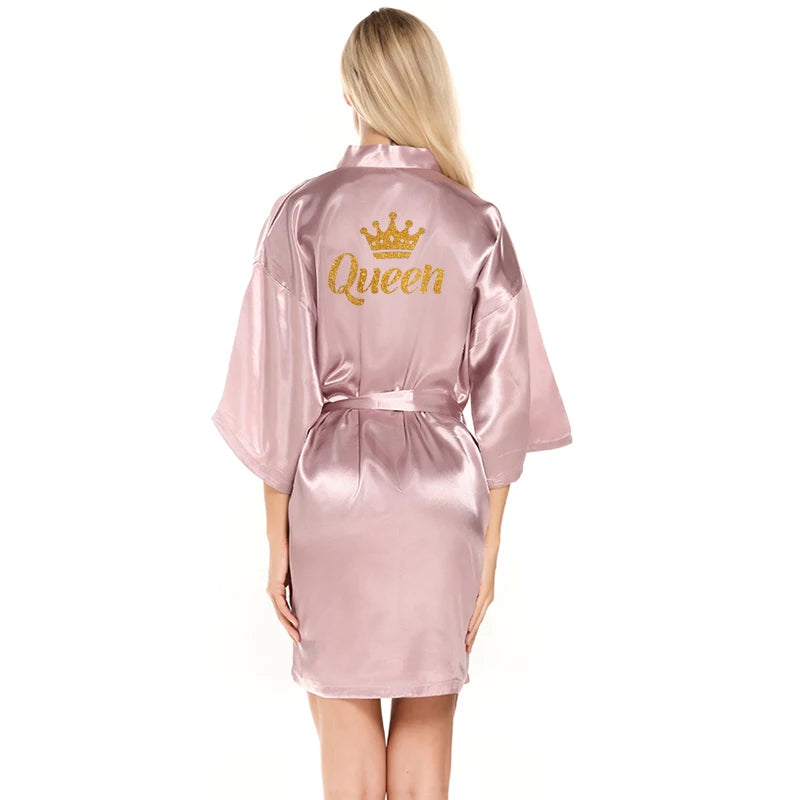 Peignoir femme et homme en Satin  mauve pour femme