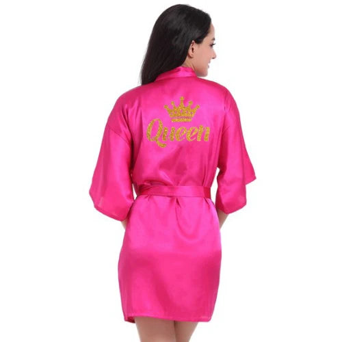 Peignoir femme et homme en Satin  rose fuchsia pour femme