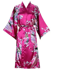 Thumbnail for Peignoir kimono femme en satin rose