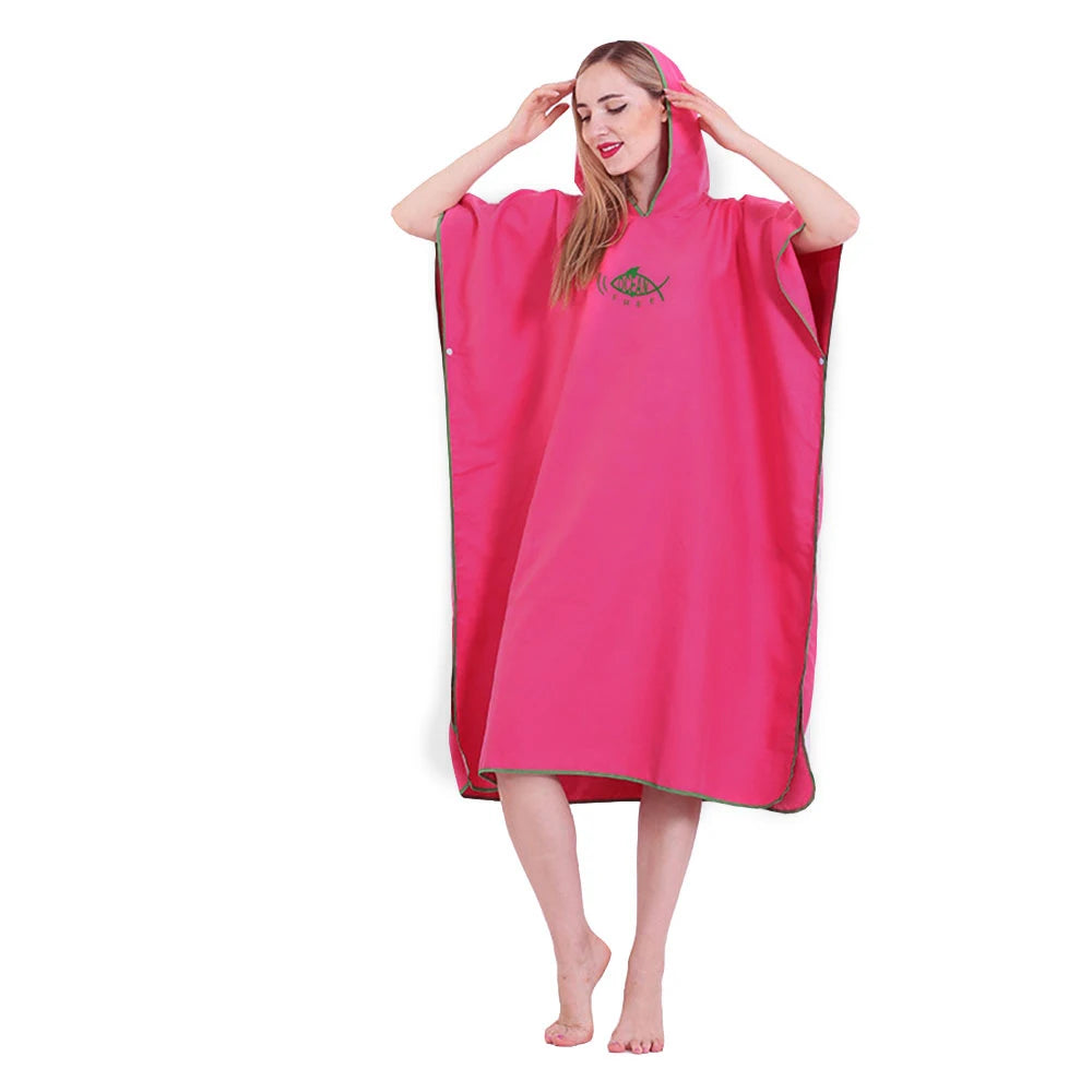 Poncho de bain Adulte Femme rose rouge