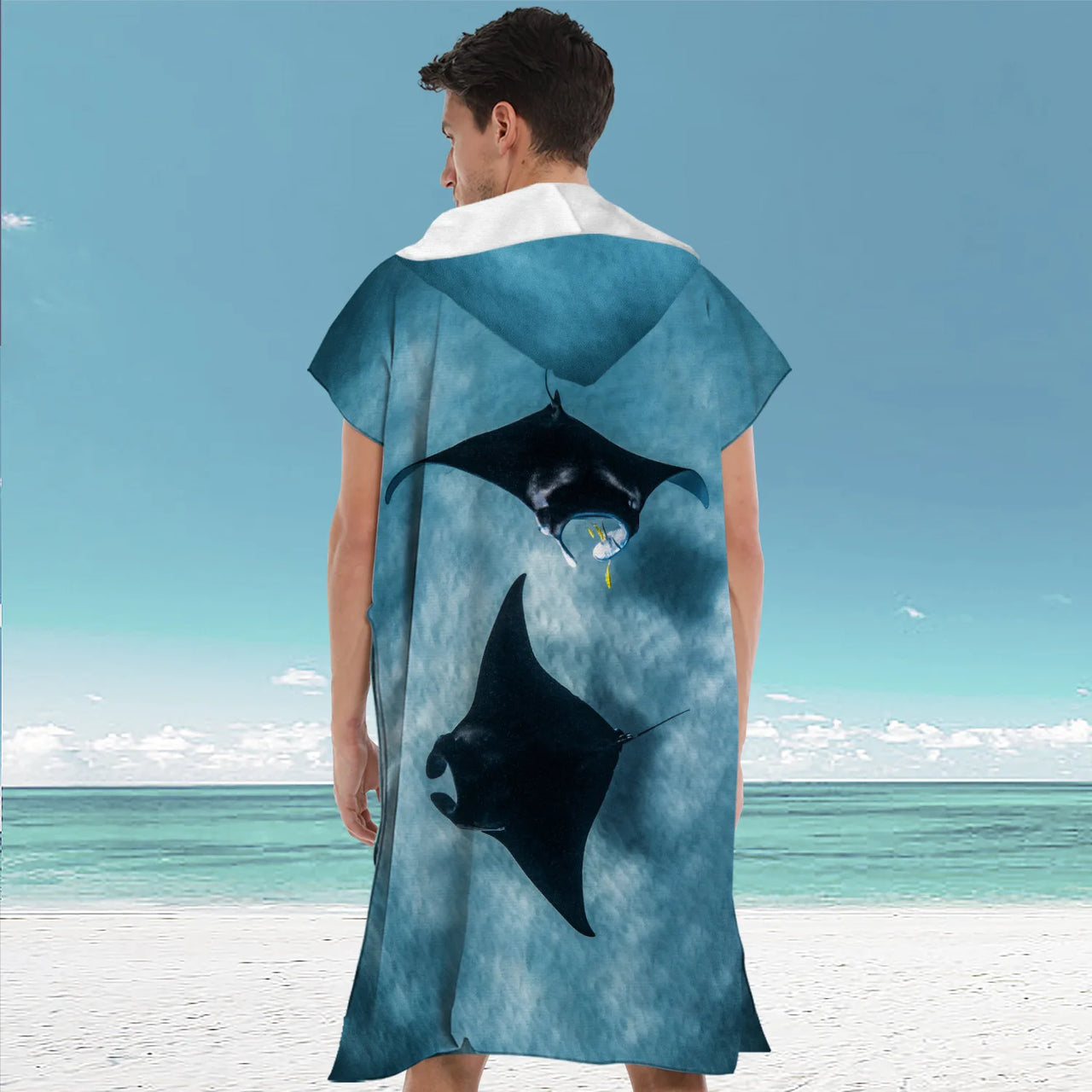 Poncho de bain Adulte Homme raie