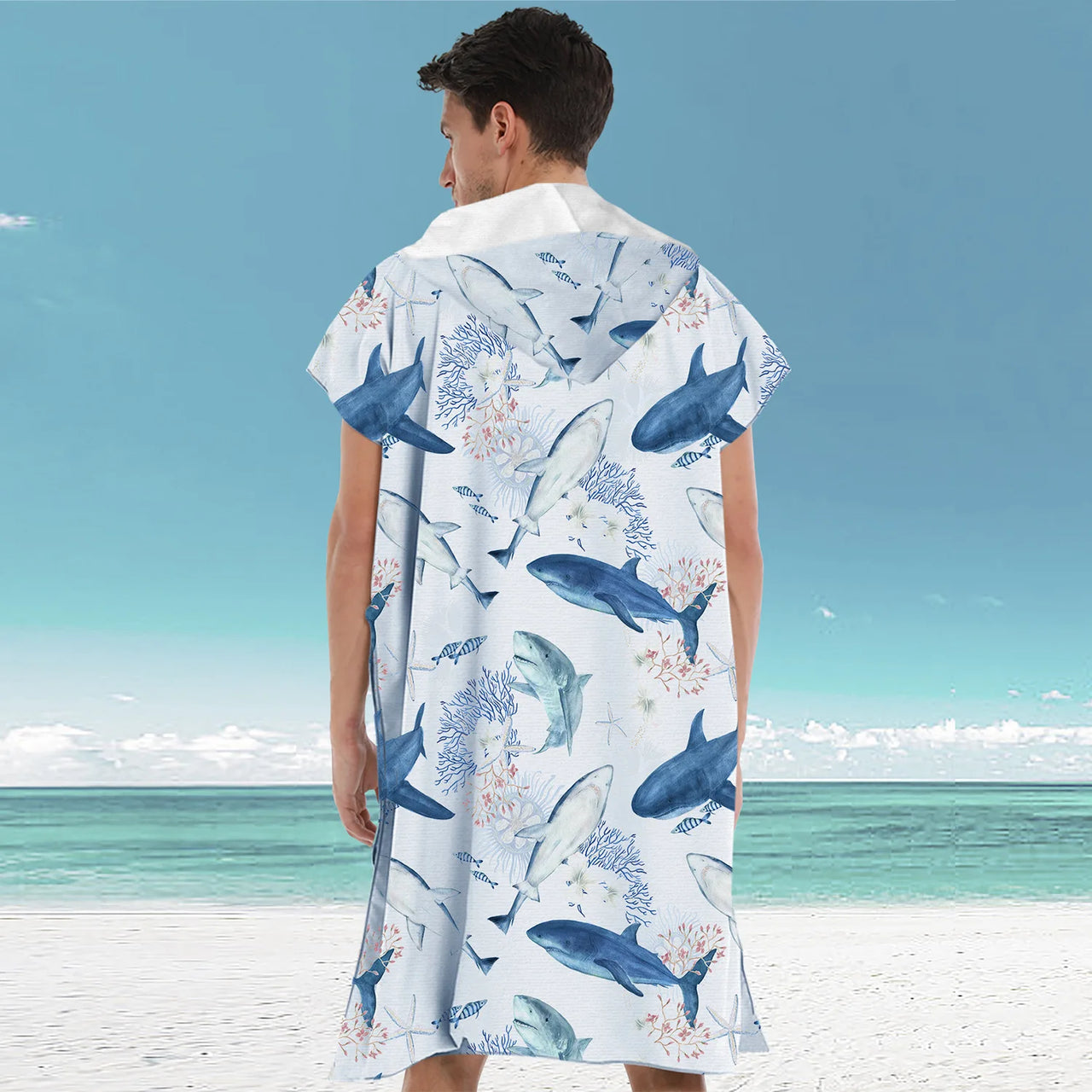 Poncho de bain Adulte Homme requins