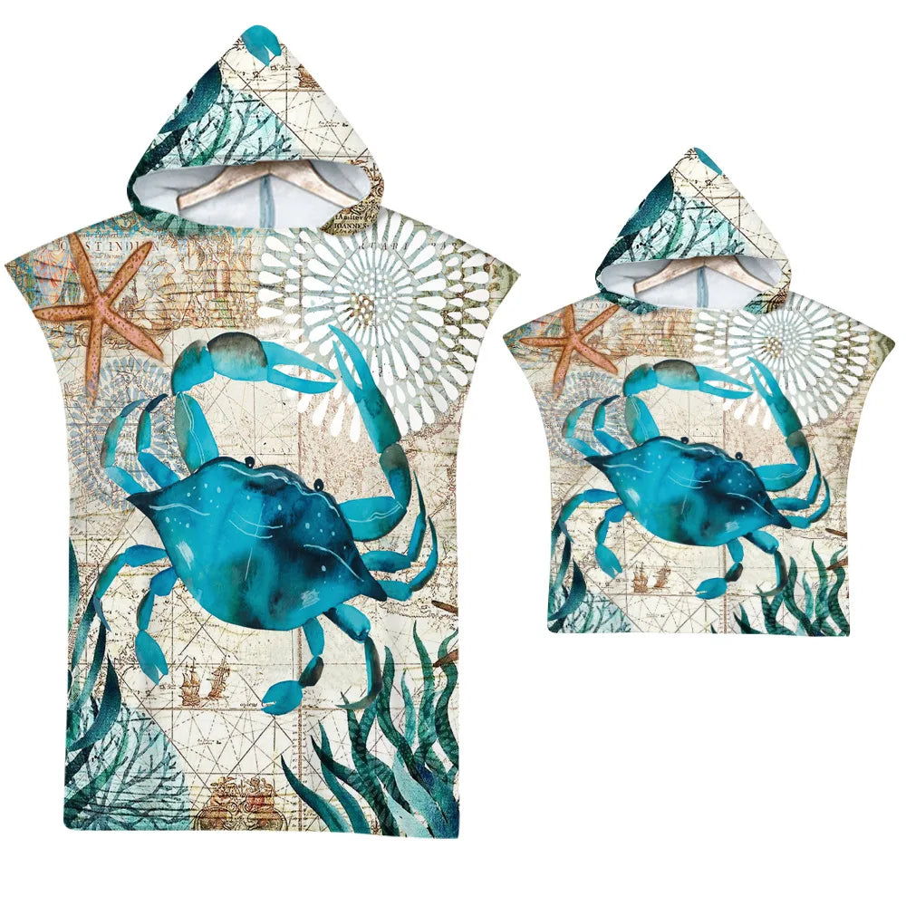 Poncho de bain Adulte Plage crabe