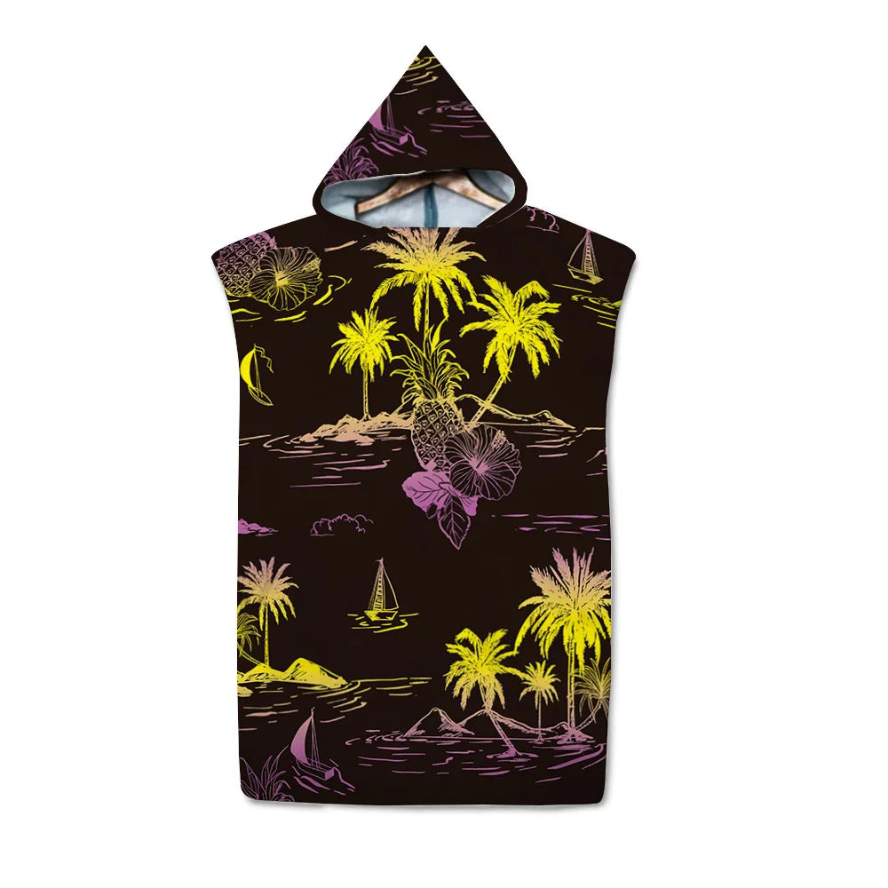 Poncho de bain Adulte Surf noir iles
