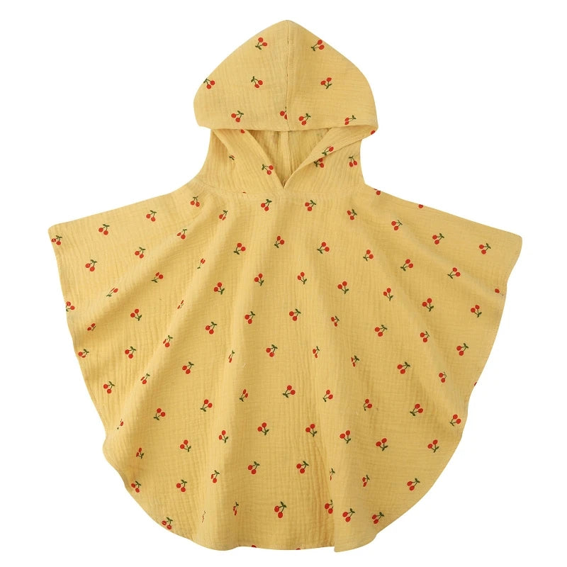 Poncho de bain Enfant Coton jaune cerise