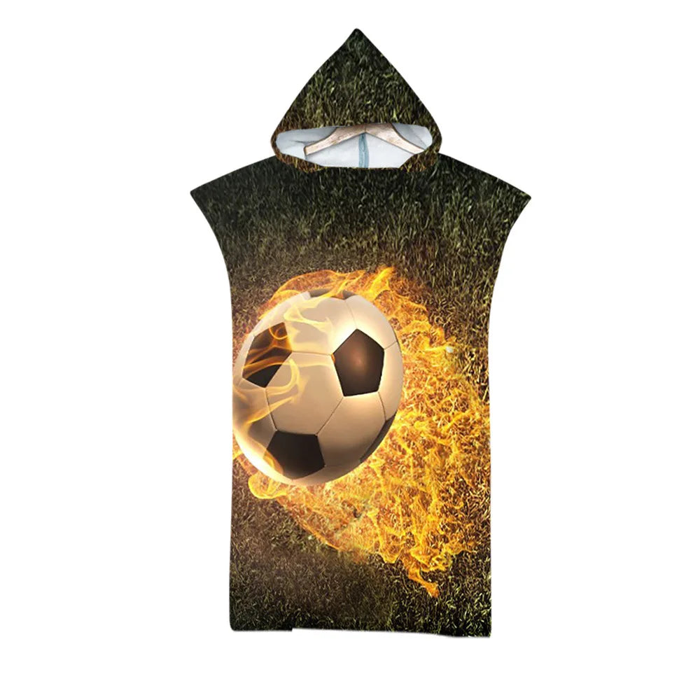 Poncho de bain Enfant Foot ballon en feu