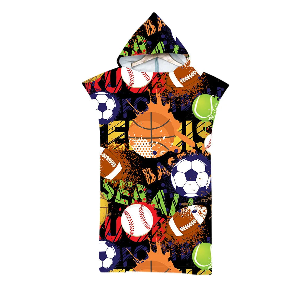 Poncho de bain Enfant Foot ballons sports