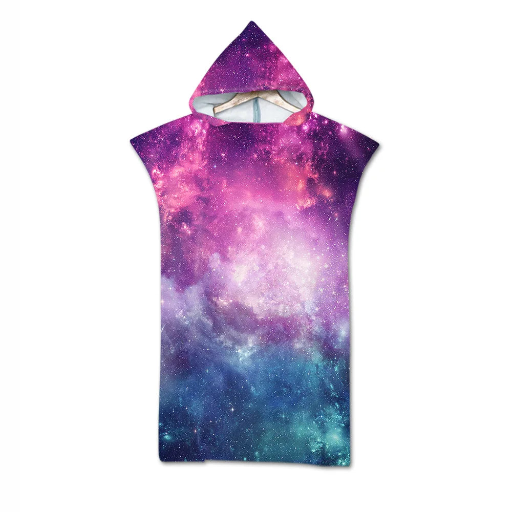 Poncho de bain enfant avec capuche galaxie