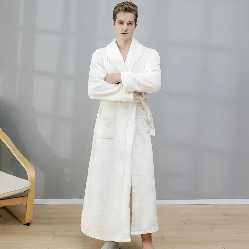 peignoir de bain homme long blanc
