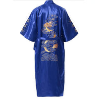 Thumbnail for peignoir de bain homme motifs japonais dos bleu royal