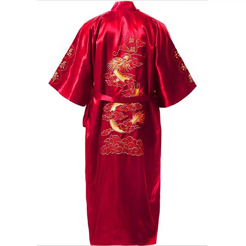 peignoir de bain homme motifs japonais dos rouge