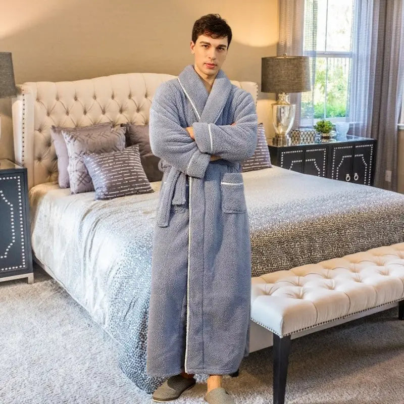 peignoir de bain homme uni bleu clair