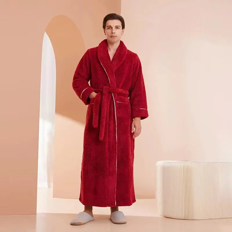 peignoir de bain homme uni rouge